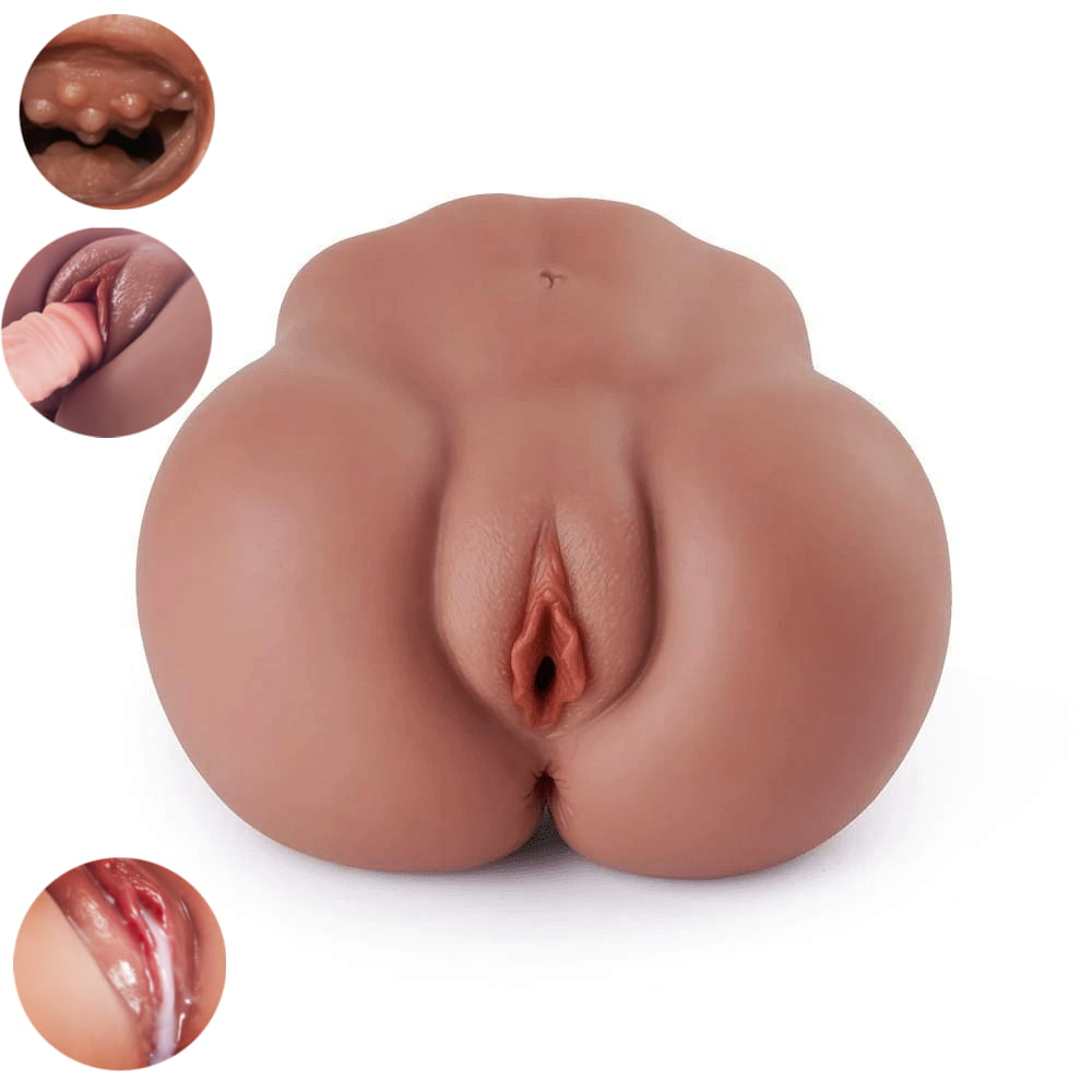 Masturbatore marrone realistico con vagina e ano