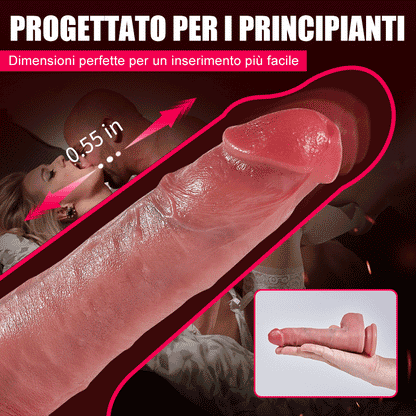 【Progettato per principianti】Dildo anale realistico in silicone da 7,4 pollici con funzione di riscaldamento, modalità di spinta e vibrazione, automatico