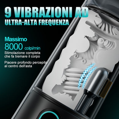 Bliss - Masturbatore Elettrico 9 Modalità di Aspirazione & Vibrazione Potente Manicotto Largo 2,8x