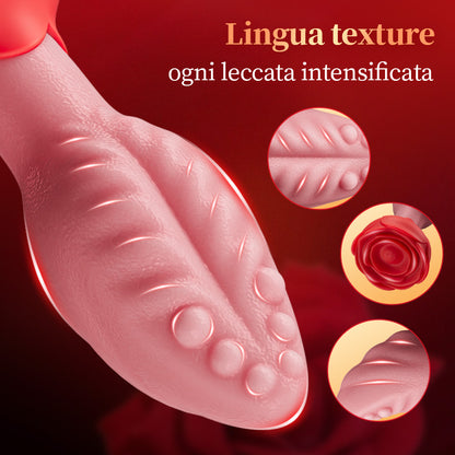 Sera - Plug anale rotante a 360° a forma di lingua con base a rosa per donne e uomini