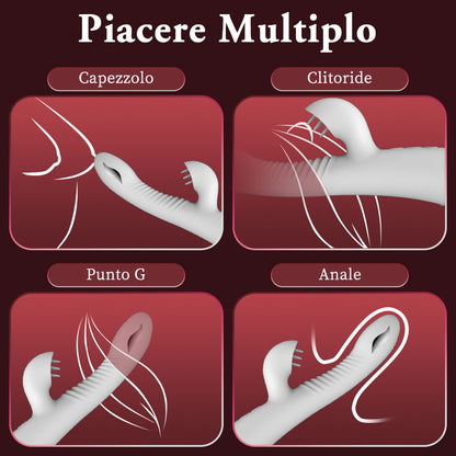 Vibratore punto G con funzione di riscaldamento e leccata del clitoride, giocattolo sessuale per donne