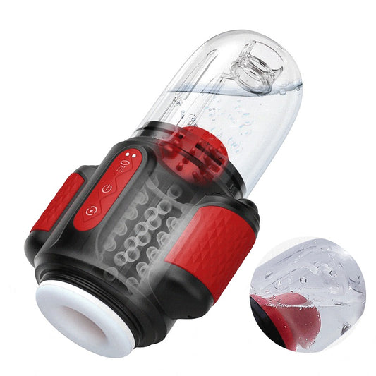 Storm Vortex - Spruzzo d'acqua a 5 frequenze + Vibrazione a 10 frequenze + Rotazione a 5 frequenze, Doppia stimolazione del glande, Uso doppio