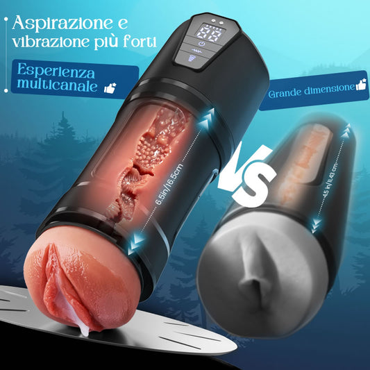Challenger - Masturbatore maschile con 5 livelli di aspirazione e 10 modalità di vibrazione, velocità regolabile, manicotto realistico in TPE, impermeabile IPX7