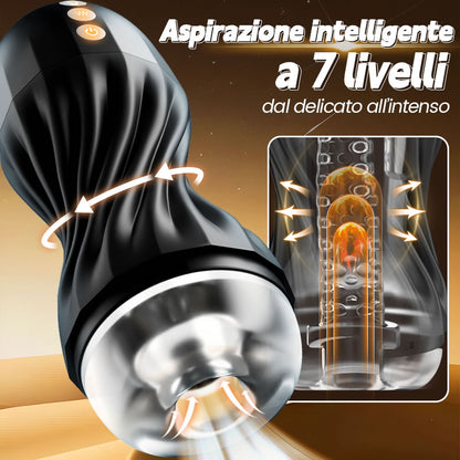 Gasvortex - Modalità di suzione e vibrazione a 7 frequenze, involucro torsionabile, masturbatore maschile