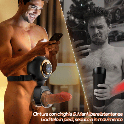 【Vendita flash: 30% SCONTO】Hazel - Masturbatore Maschile Strap-On da Vita Hands-Free con 9 Vibrazioni, Oscillazione e Spinta