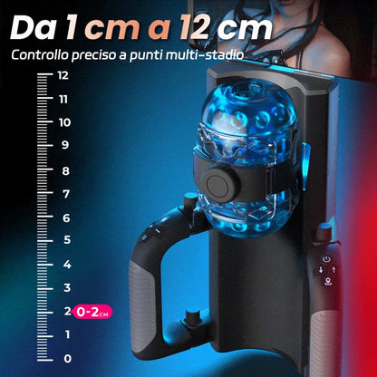 Venom - Corsa Lunga 12 cm & 700 Colpi/Min, Telescopico, Strettezza Regolabile, Supporto Telefono, Masturbatore Automatico Maschile