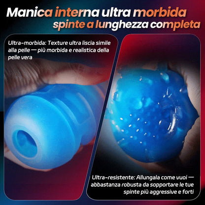 Venom - Corsa Lunga 12 cm & 700 Colpi/Min, Telescopico, Strettezza Regolabile, Supporto Telefono, Masturbatore Automatico Maschile