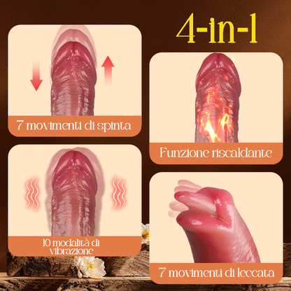 LickMax - Dildo realistico con vibrazione, riscaldamento, leccatura, spinta e dondolo più lungo da 26,5 cm