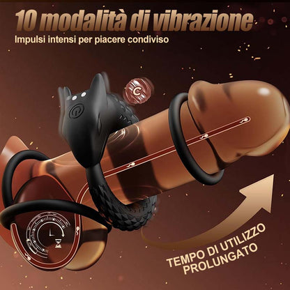 Dragon Thunder – Anello penieno a 10 vibrazioni, giocattolo in silicone a lunga durata