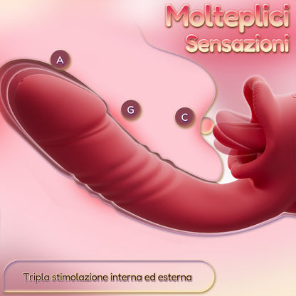 Posy – Vibratore Clitorideo Upgrade 2.0 con Funzione di Licking e Stimolazione del Punto G per Coppie