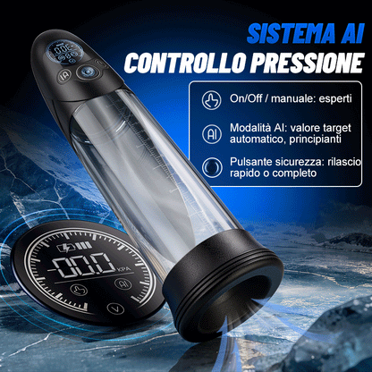 BathFun Pro - Pompa per allenamento sottovuoto a 9 livelli con controllo della pressione tramite IA, display LCD con pressione in tempo reale, 58 dB