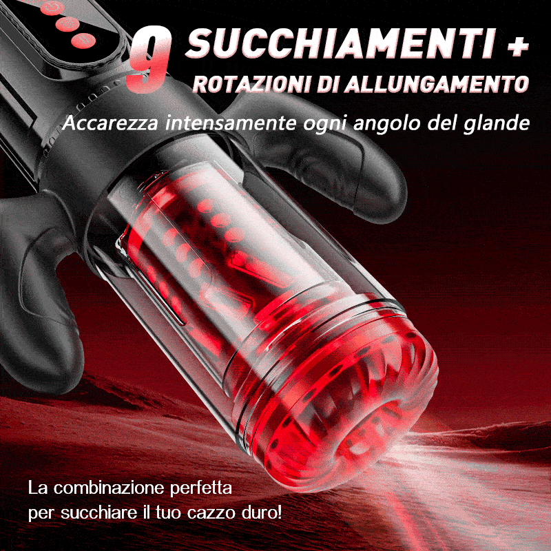 Terminator - Sesso orale x vaginale! 9 Rotazione di allungamento 9 Succhiamento con impugnatura Masturbatore maschile