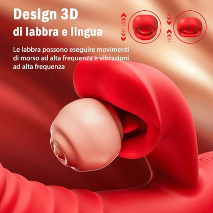 Chloe - Vibratore 4 in 1 per punto G, stimolazione clitoridea con morso di labbra, giocattoli sessuali per donne e coppie