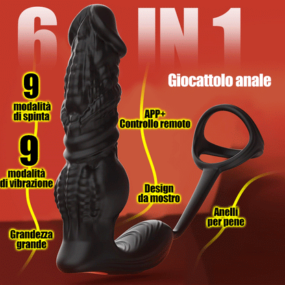 Massaggiatore prostatico 6 in 1 a spinta rapida con telecomando e APP