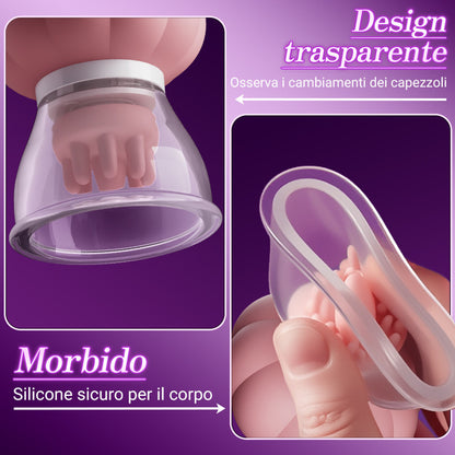 Thaliane – Giocattoli per capezzoli manuali con suzione e rotazione con due teste a spazzola differenti