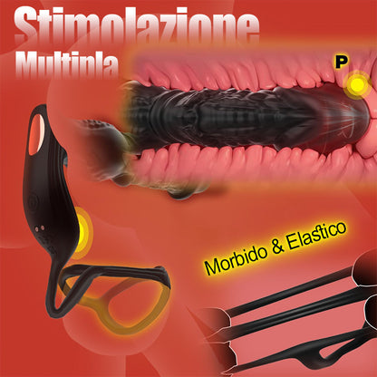 Massaggiatore prostatico 6 in 1 a spinta rapida con telecomando e APP