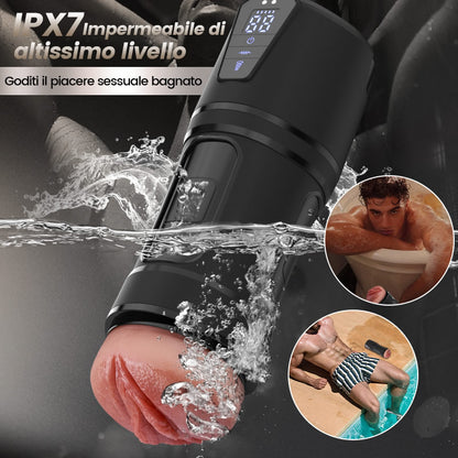 Challenger - 10 Vibrazioni, 5 Aspirazioni, Vagina Ultra-Realistica, Masturbatore Simulato