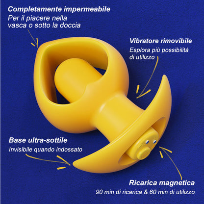 AcmeJoy Plug anale portatile in silicone con vibrazione, ricaricabile USB