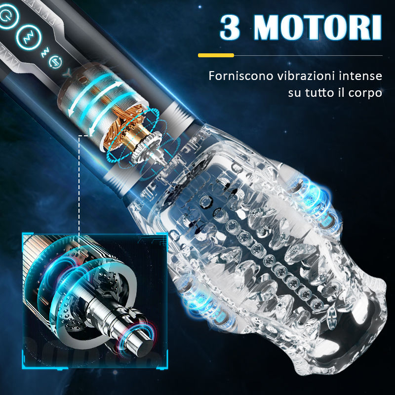 TORNADO 3.0 Versione 7 Vibrante 5 spinte rotanti Pompini Masturbatore