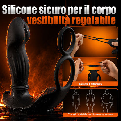 Hugo - Massaggiatore prostatico indossabile con movimenti di spinta, cinghie e doppio controllo tramite APP e telecomando