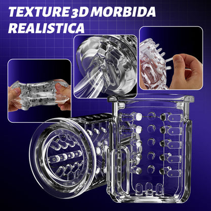 BIONIERE Torcia Elettrica 3 in 1 Masturbatore Cup 10 vibrazione 5 telescopica ＆ aspirazione