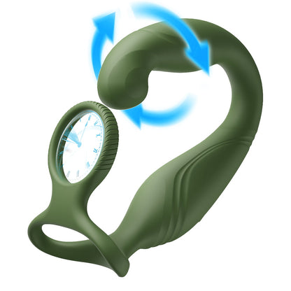 Massaggiatore prostatico vibrante e oscillante Logan 10 con 2 anelli fallici per uomini e coppie gay