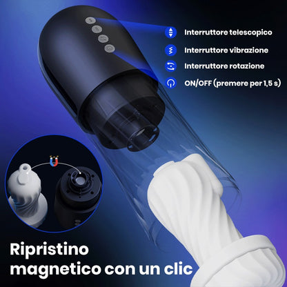 【Spedizione gratuita】Coppa dell'aereo a razzo, rotazione a 3 frequenze, vibrazione a 5 frequenze + telescopica, riscaldata