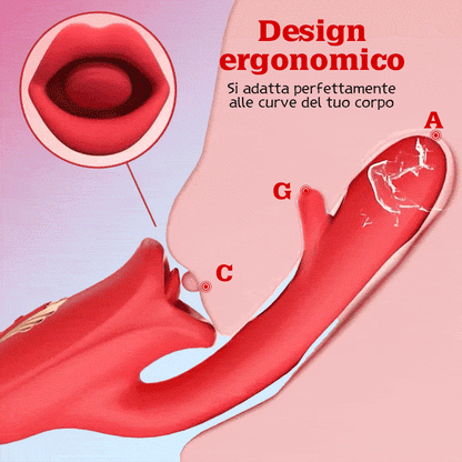 【Spedizione entro 24 ore】Vibratore per il punto G con funzione di leccata di lingua e lingua vibrante