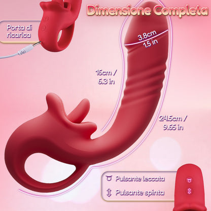 Posy – Vibratore Clitorideo Upgrade 2.0 con Funzione di Licking e Stimolazione del Punto G per Coppie