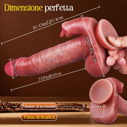 LickMax - Dildo realistico con vibrazione, riscaldamento, leccatura, spinta e dondolo più lungo da 26,5 cm
