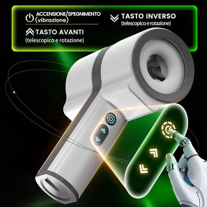 Raiden - Dispositivo di masturbazione per pompini a doppia testa 7 vibrazioni 5 rotazione telescopica manuale