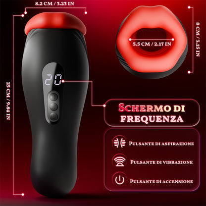 Enchantment - 9 Vibrazioni  4 Aspirazioni  Suzione con Clamping  Simulatore Orale per Uomini