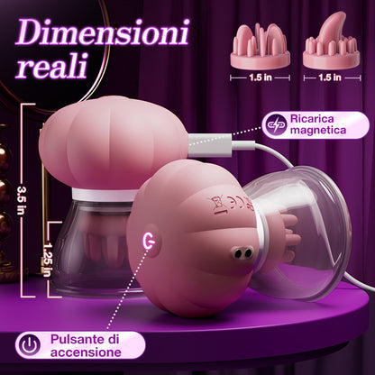 Thaliane – Giocattoli per capezzoli manuali con suzione e rotazione con due teste a spazzola differenti