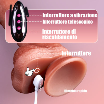 CUPIDO 9 Vibrante 3 Telescopica 3 Rotante Dildo realistico 22,5 cm riscaldato