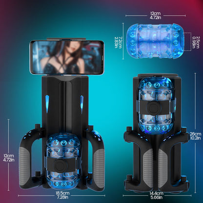 Venom - Corsa Lunga 12 cm & 700 Colpi/Min, Telescopico, Strettezza Regolabile, Supporto Telefono, Masturbatore Automatico Maschile