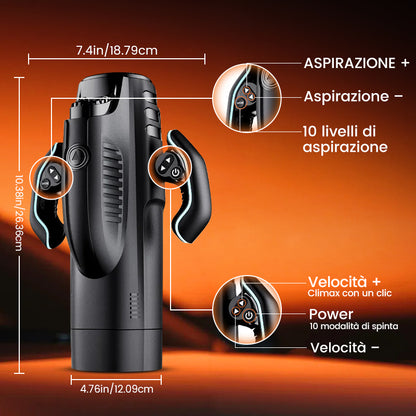 LETEN 10 Tazza per masturbatore riscaldante con aspirazione e spinta