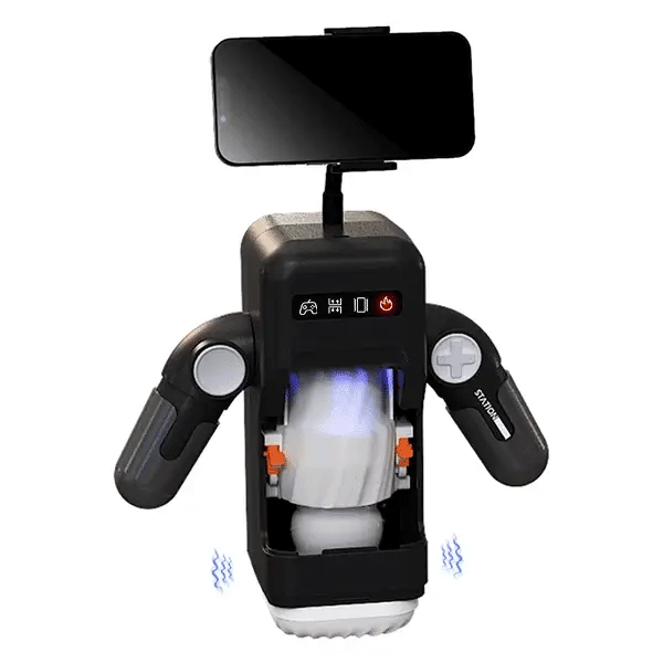 Game Cup - Masturbatore vibrante 10 spinte 10 con riscaldamento, supporto per telefono rotante e impugnatura