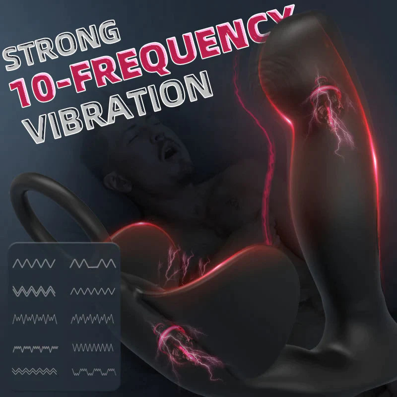 【HOT】 Vibratore prostatico con anello del pene 10 vibrazioni JOKER