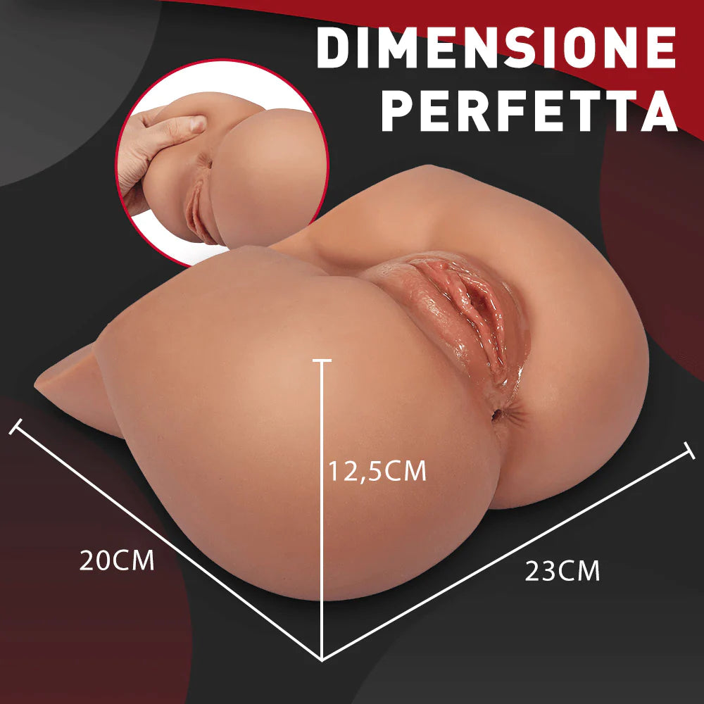 【Prevendita】Marrone Masturbatore realistico struttura 3D con 2 tunnel d'amore figa
