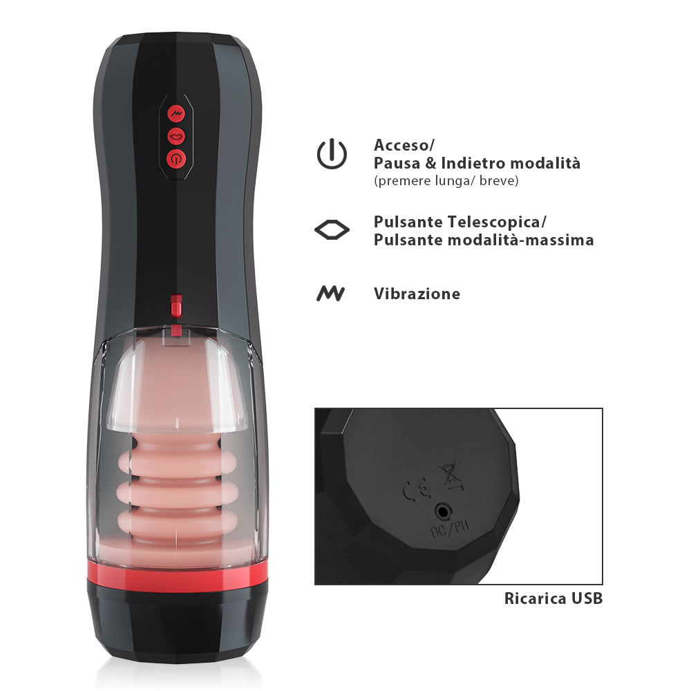 Climber 4 IN 1 Masturbatore cup Suzione Telescopica Vibrazione Acmejoy